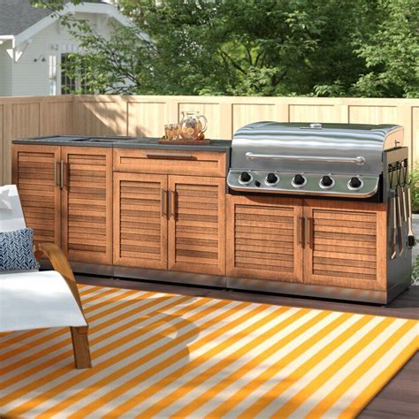 newage outdoor kitchen cabinet set in stainless steel with covers|modular stainless steel outdoor cabinets.